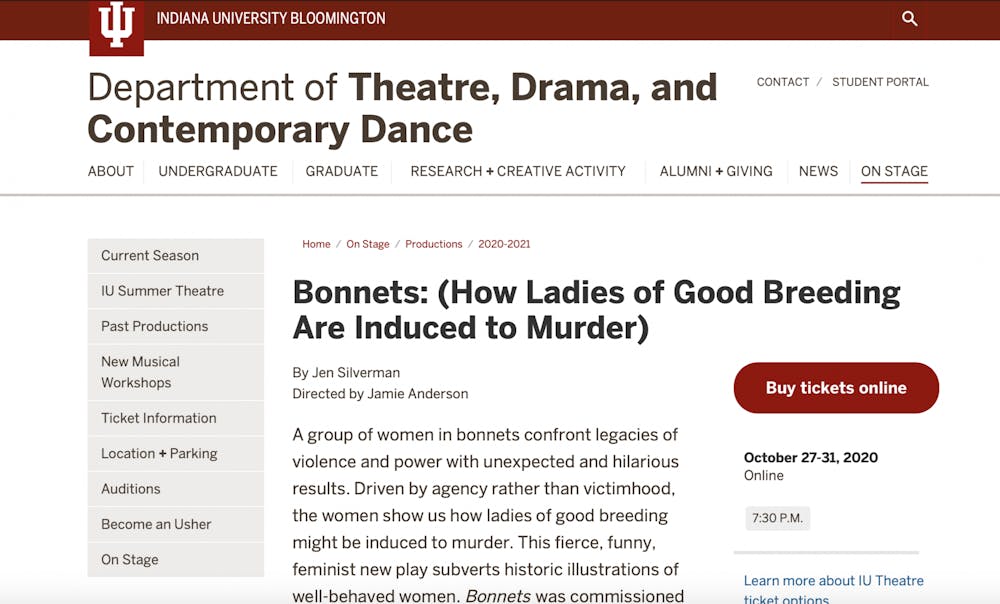 <p>A screen grab from the IU Theatre Department&#x27;s website</p>