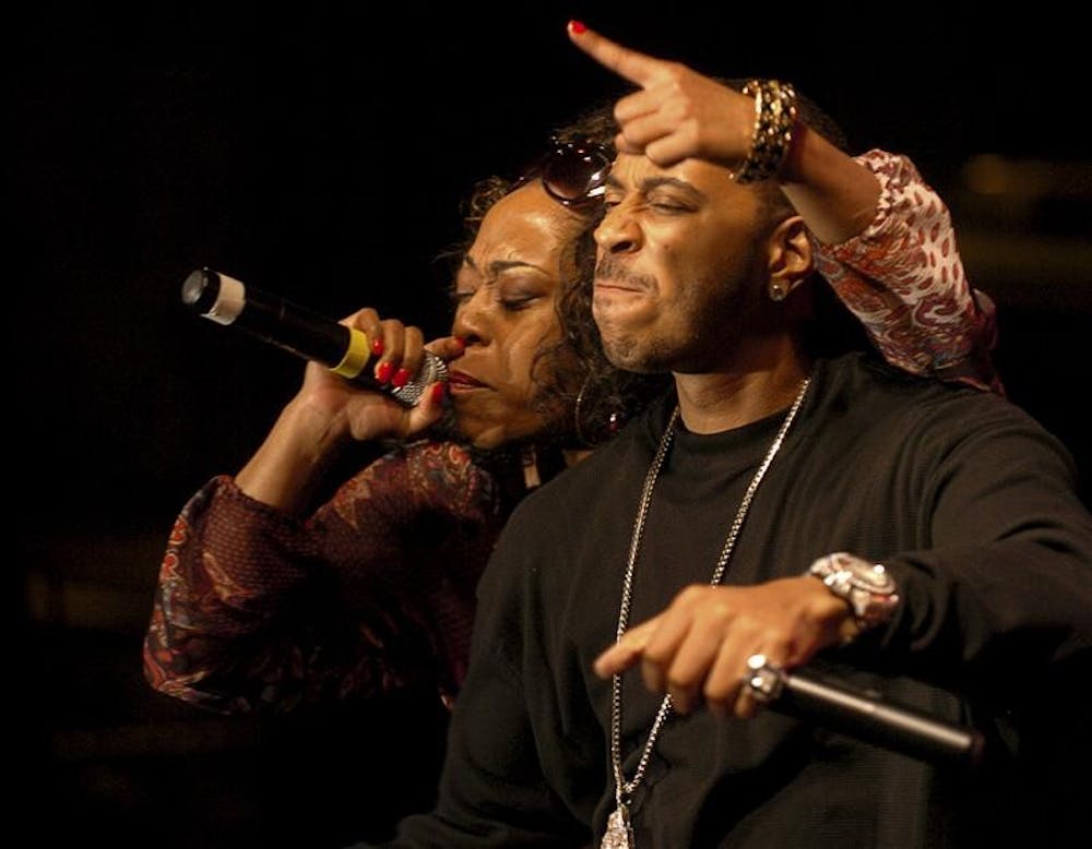 Shawnna takes a shot at her infamous rapid-fire delivery with Ludacris Thursday evening behind Acacia fraternity. Ludacris was the first major hip hop act of the weekend, with Soulja Boy and Young Jeezy performing Friday.