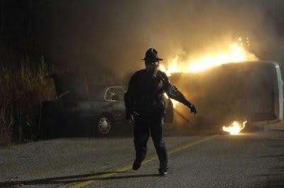 A zombie state trooper: a minor's worst nightmare.