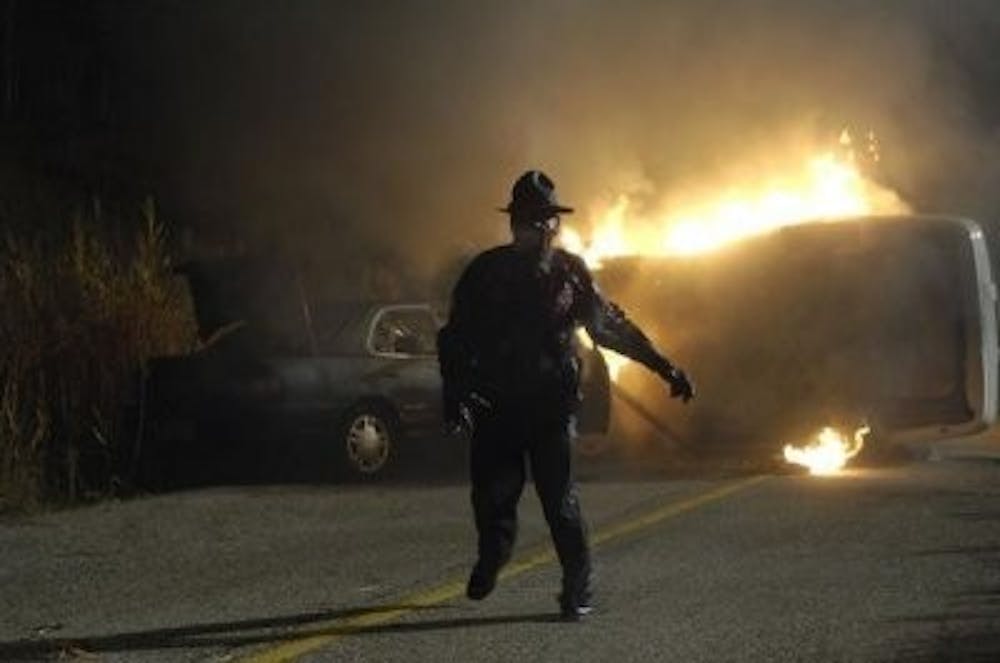 A zombie state trooper: a minor's worst nightmare.