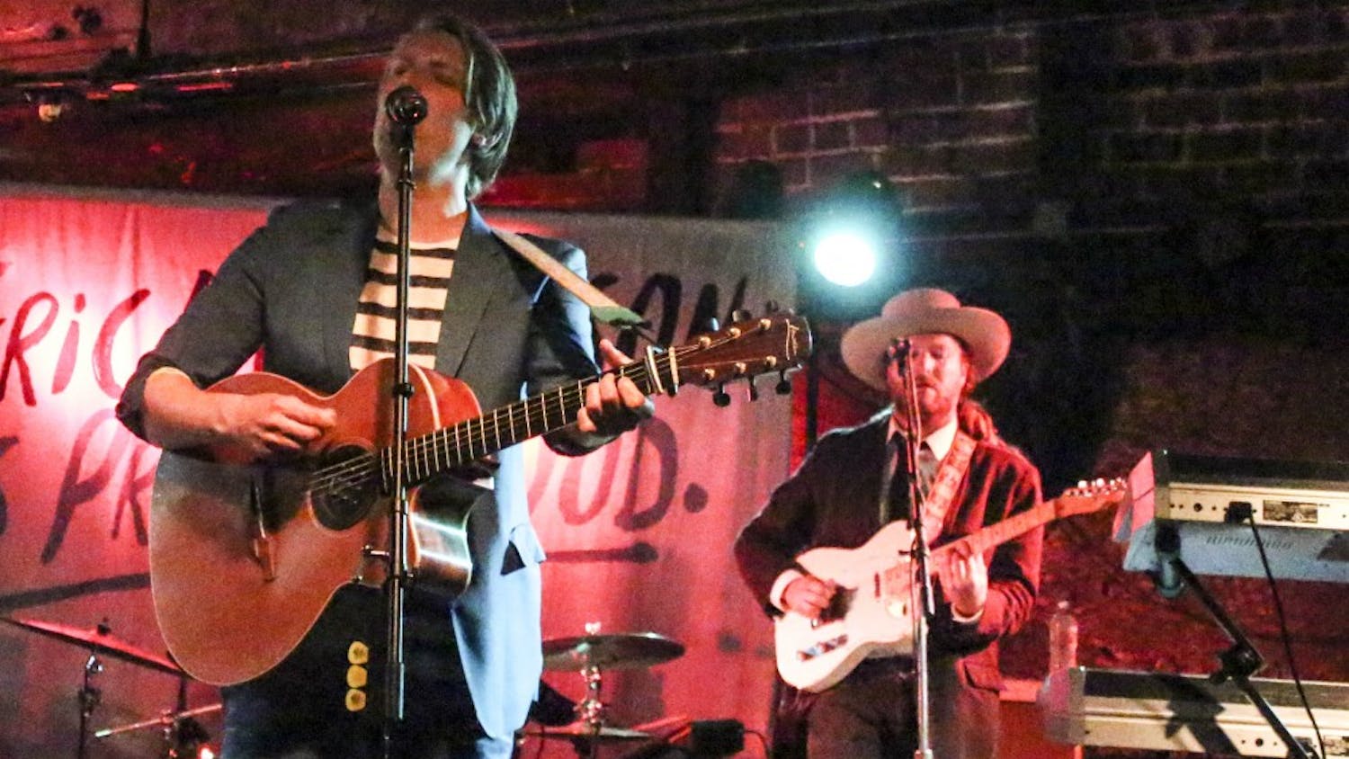 Eric Hutchinson, left, and Elliott Blaufuss, right, perform Saturday night at The Bluebird. Bloomington is a stop of their The Anyone Who Knows Me Tour.