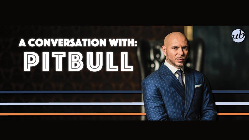 Pitbull is pictured on a promotional poster for &quot;A Conversation with Pitbull.&quot; The Union Board will present a discussion with Mr. Worldwide himself at 8 p.m. April 6, 2023, at the IU Auditorium.