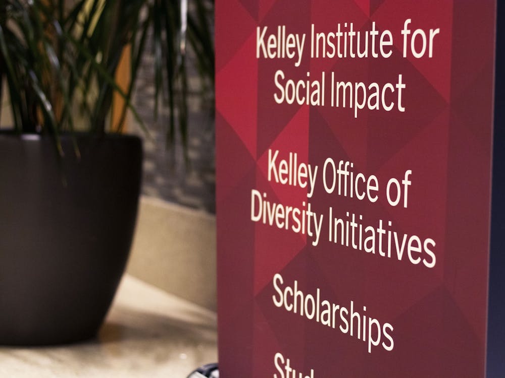 A sign listing undergraduate programs, including the Kelley Office of Diversity Initiatives, stands Feb. 19 in Hodge Hall. KODI&#x27;s mission is to offer support for underrepresented minority students as well as a place for them to feel welcomed and supported at school.