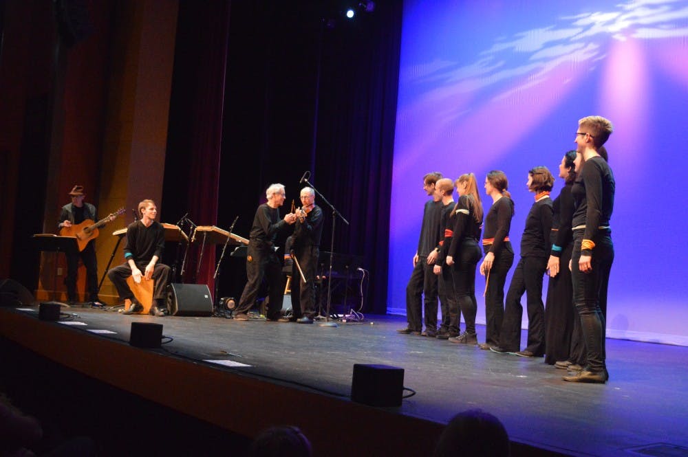 Renowned musician Malcolm Dalglish and his Ooolite singers perform "Sail Away" during the "Love Songs for a Lasting World" concert on Feb. 13, 2017, at the Buskirk-Chumley Theater. This year's concert will take place on Feb. 24 and will benefit Middle Way House.