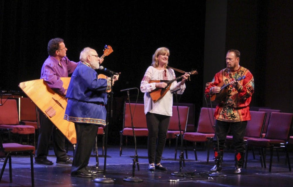 Musicians perform Saturday night at the Buskird Chumley theater during the Russian Festival Concert. The performers are from Russia, Europe and North America. 