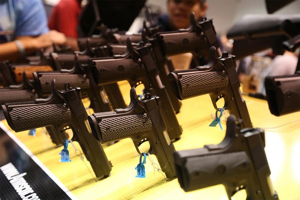Firearms and related products were displayed and speakers discussed gun-related issues at the 143rd NRA Annual Meeting & Exhibits at the Indiana Convention Center.
