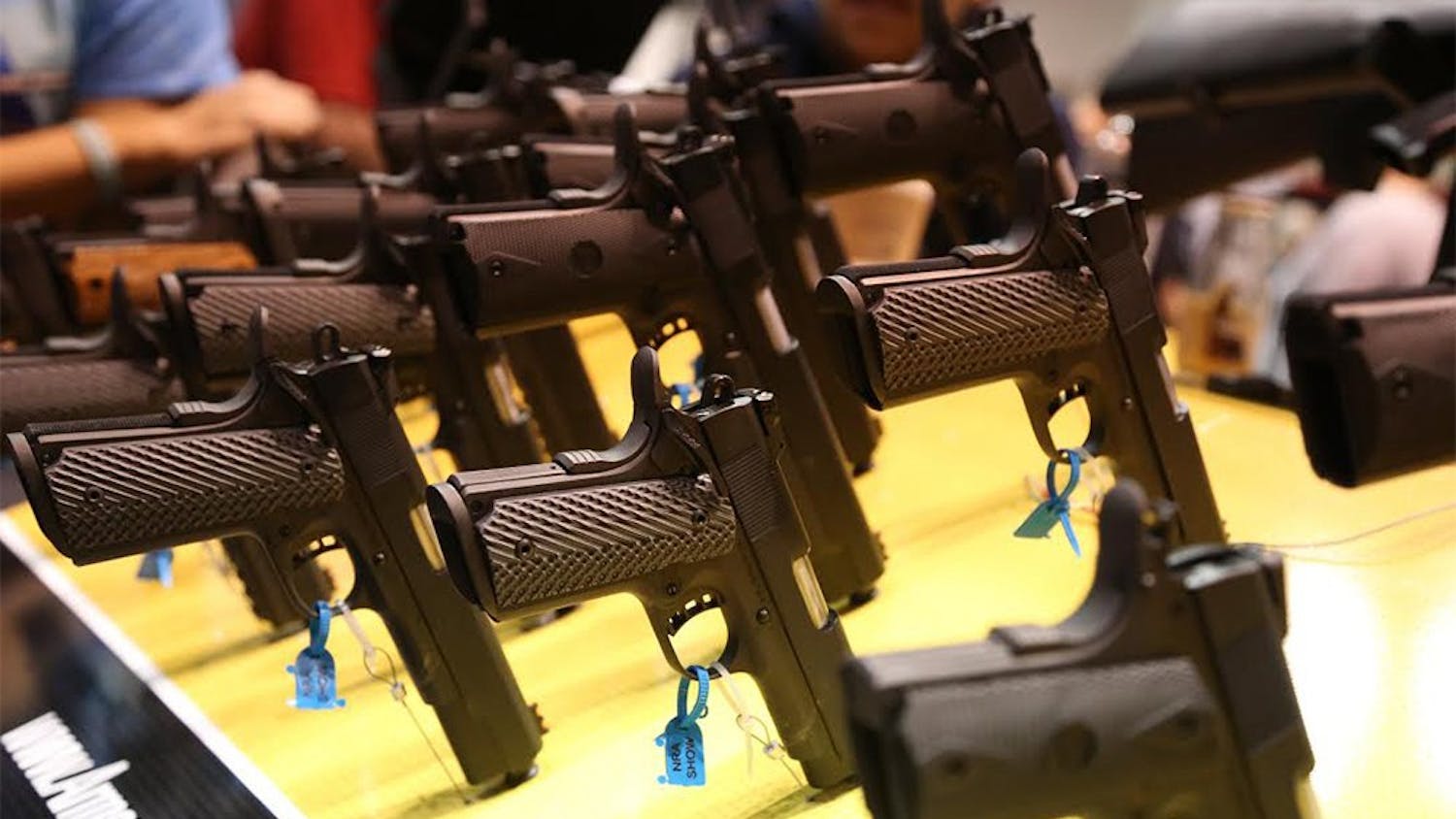 Firearms and related products were displayed and speakers discussed gun-related issues at the 143rd NRA Annual Meeting & Exhibits at the Indiana Convention Center.