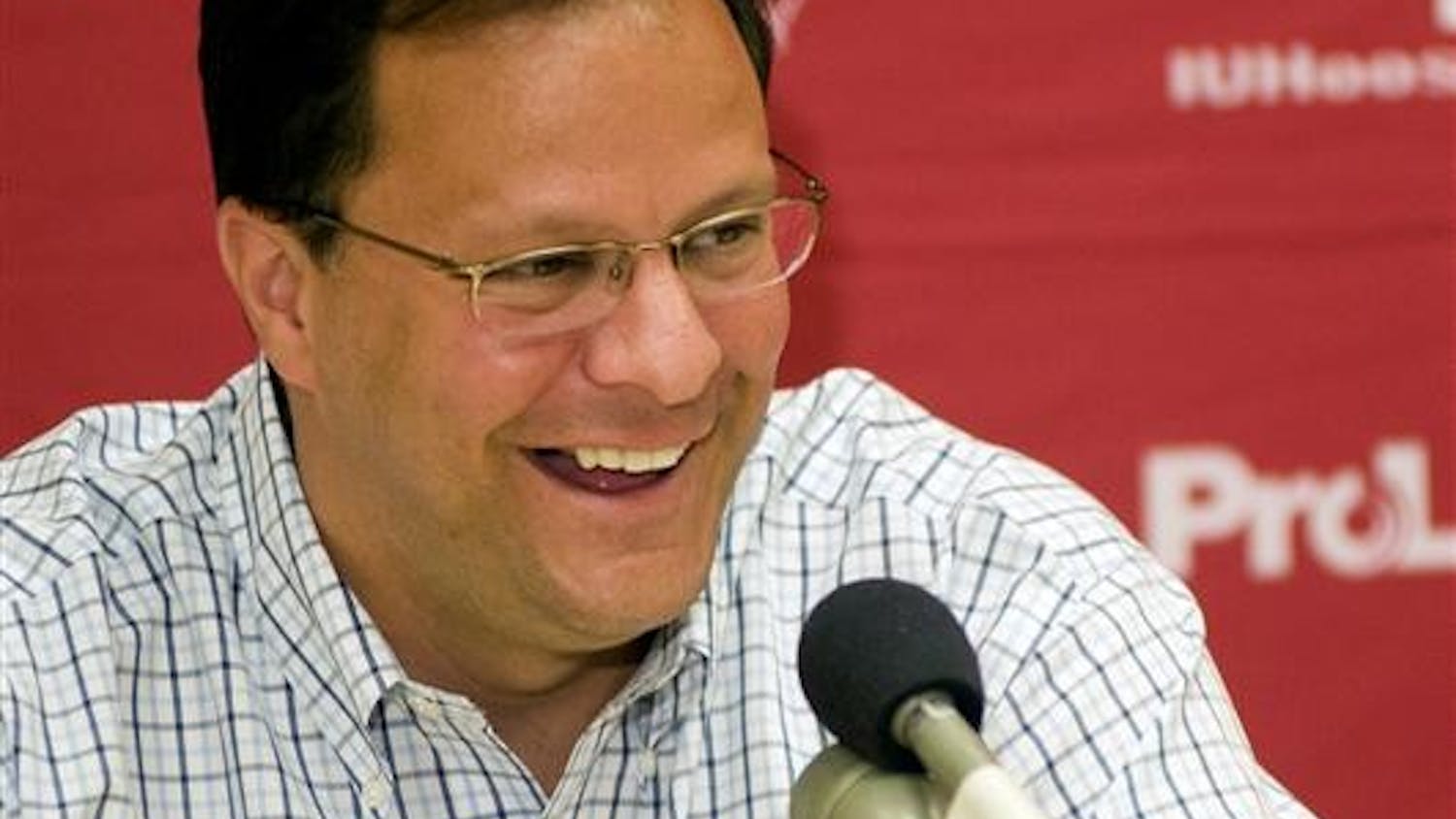 IU men's basketball coach Tom Crean speaks during a press conference Wednesday at Assembly Hall. Crean said the coaching staff is in a "state of paranoia" when it comes to calling recruits.