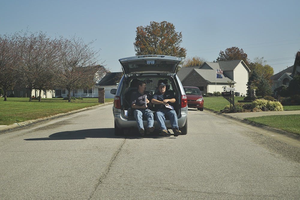 Sparks and former Speaker of the House and 2012 governor candidate, John Gregg, drove around in Green Acres, a newer neighborhood in Linton. Sparks canvassed on the weekends trying to reach out to those who hadn't voted yet and convince them to go to the polls. Gregg would often be present to gain public support for Sparks' campaign.