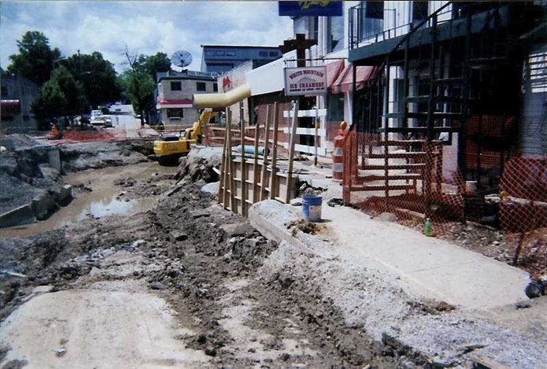 The White Mountain Ice Creamery once stood near the corner of Kirkwood Ave. and Dunn. 