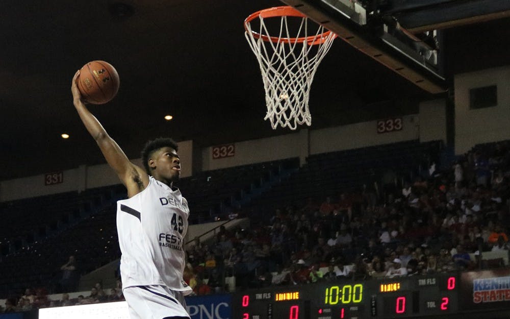 Class of 2017 IU basketball recruit Al Durham goes up for a slam dunk at the Kentucky Derby Festival Basketball Classic on Saturday night in Louisville, Kentucky. Durham scored 10 points on 5 of 11 shooting in the game.