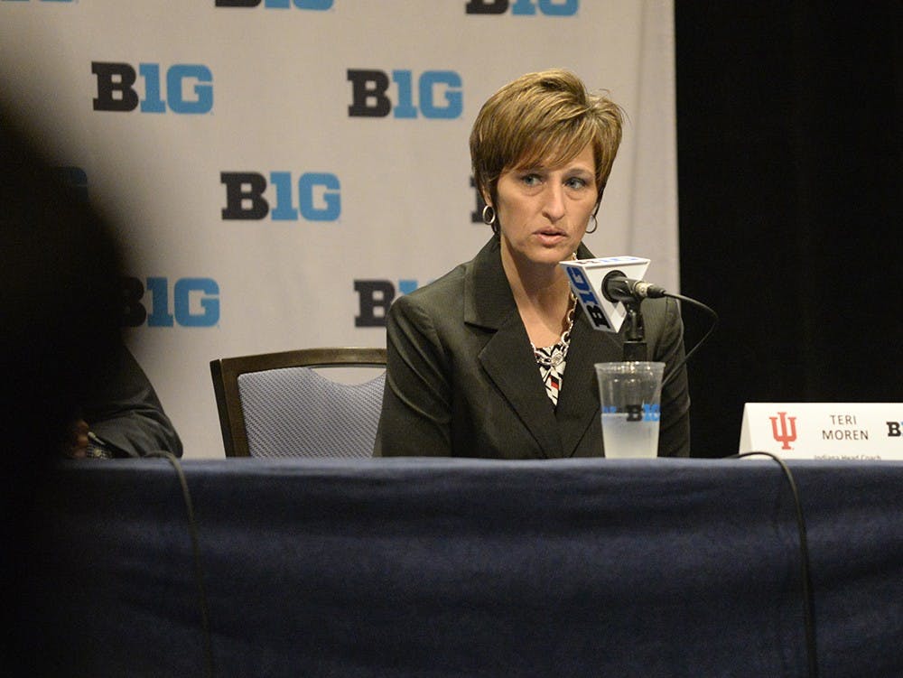 IU women's basketball coach Teri Moren speaks at Big Ten Media Day on Thursday in Chicago.