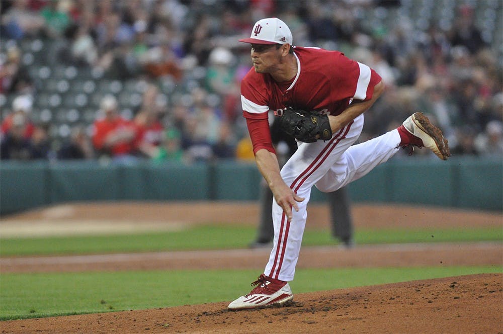 Senior starting pitcher Luke Stephenson pitched 4 innings and gave up 5 runs in the Hoosiers' loss to Notre Dame at Victory Field in Indianapolis on Tuesday.