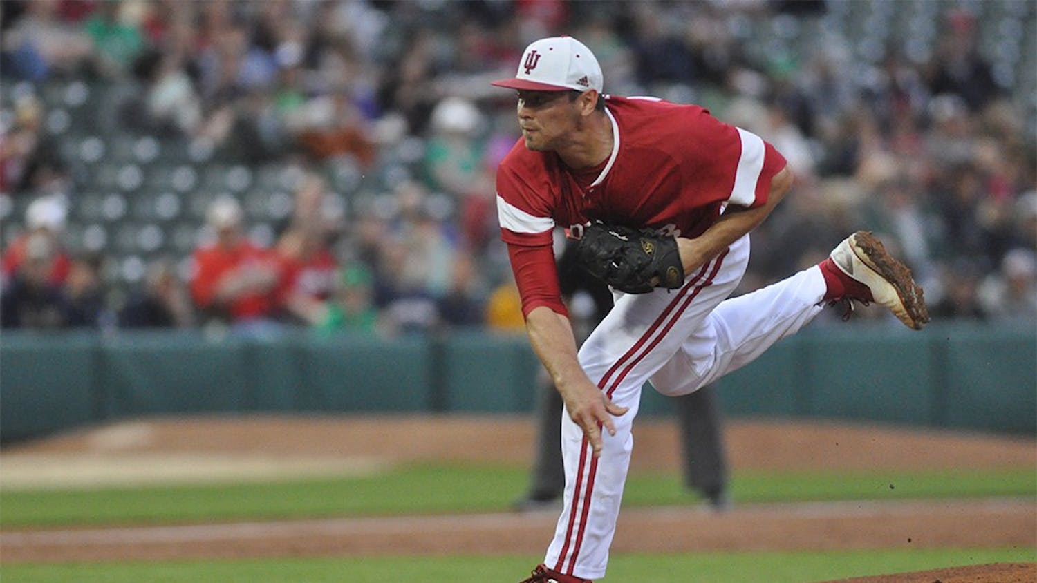 Senior starting pitcher Luke Stephenson pitched 4 innings and gave up 5 runs in the Hoosiers' loss to Notre Dame at Victory Field in Indianapolis on Tuesday.