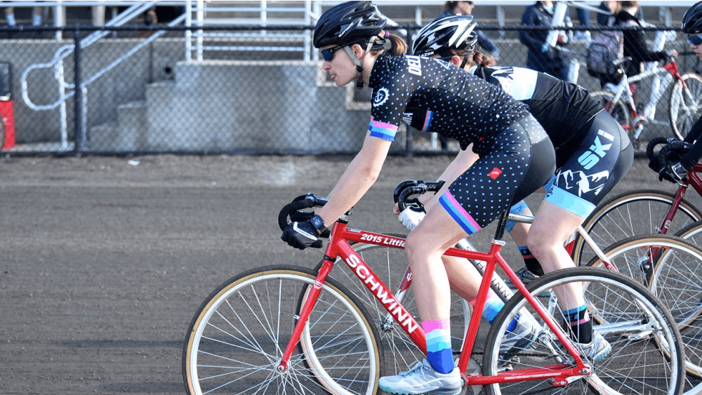 Kristen Bignal of Delta Gamma races at Little 500 Miss N Out in 2017 at Bill Armstrong Stadium. Bignal finished 1st overall.