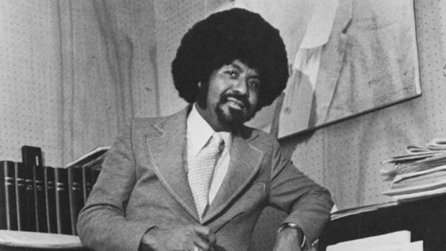 David Baker, a former writer, composer and IU professor, poses in his studio in the 1970s. 