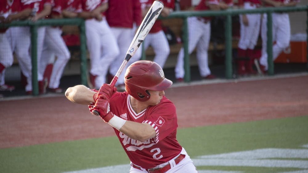 Then-sophomore infielder Cole Barr prepares to bat against the University of Louisville on May 14, 2019, at Bart Kaufman Field. Indiana went 1-2 over the weekend, beating the University of Louisiana at Lafayette.