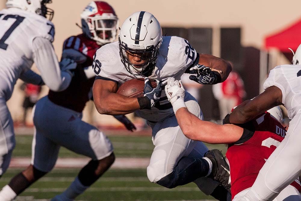 Sophomore Penn State running back Saquon Barkley runs the ball against the Indiana Hoosiers during the second half. Barkley averaged 1.8 yards per carry against the Hoosiers.