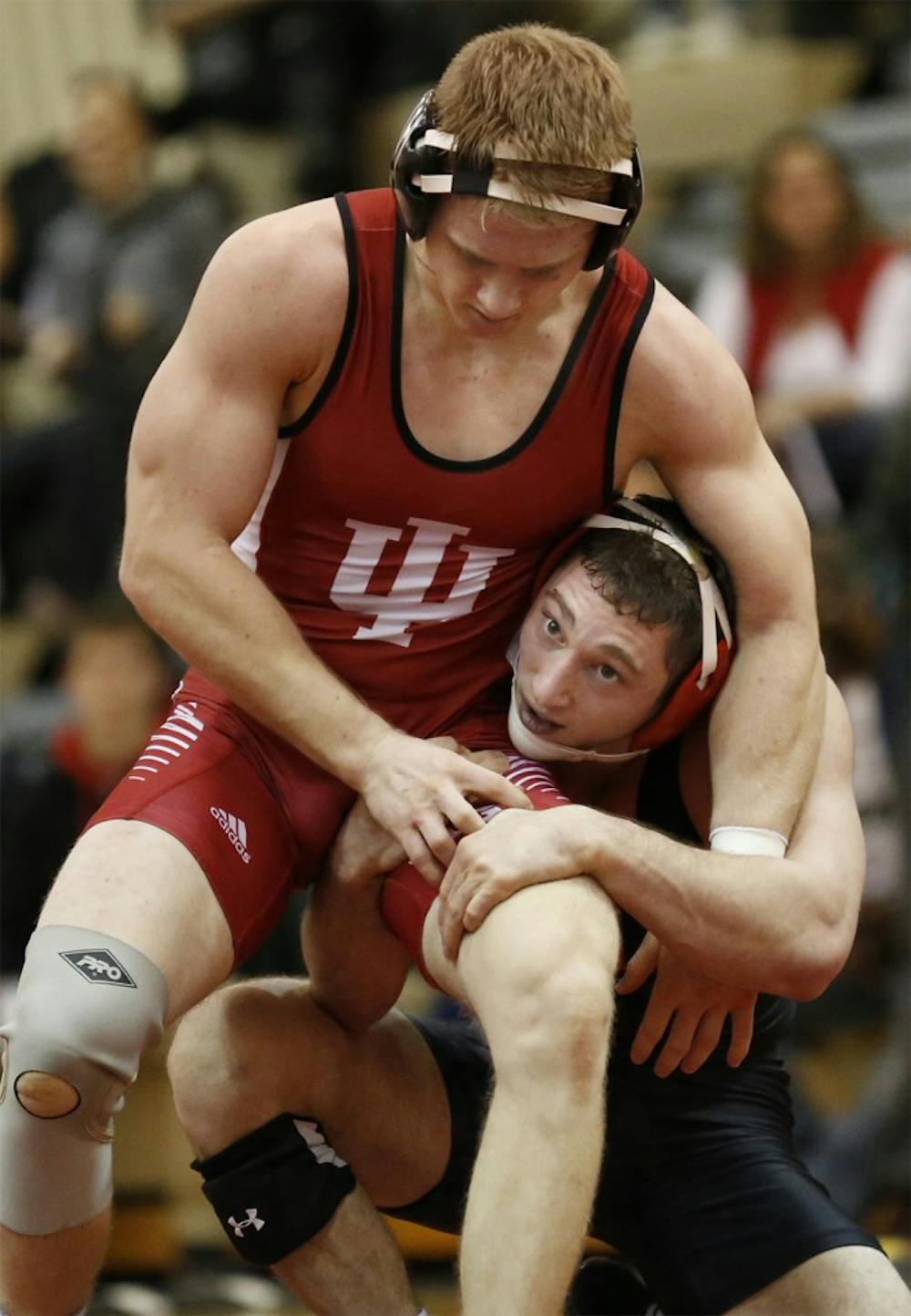 Jake Danishek has a 157 lbs match with Lou Mascola from Maryland Friday at University Gym. Danishek lost. 