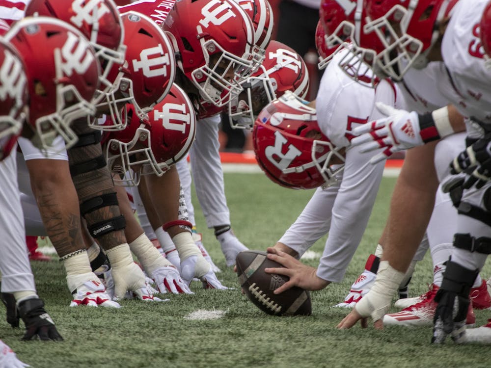 Indiana&#x27;s defensive line matches up with Rutgers&#x27; offensive line during the game Nov. 13, 2021, at Memorial Stadium. Indiana football is 2-8 this season. 