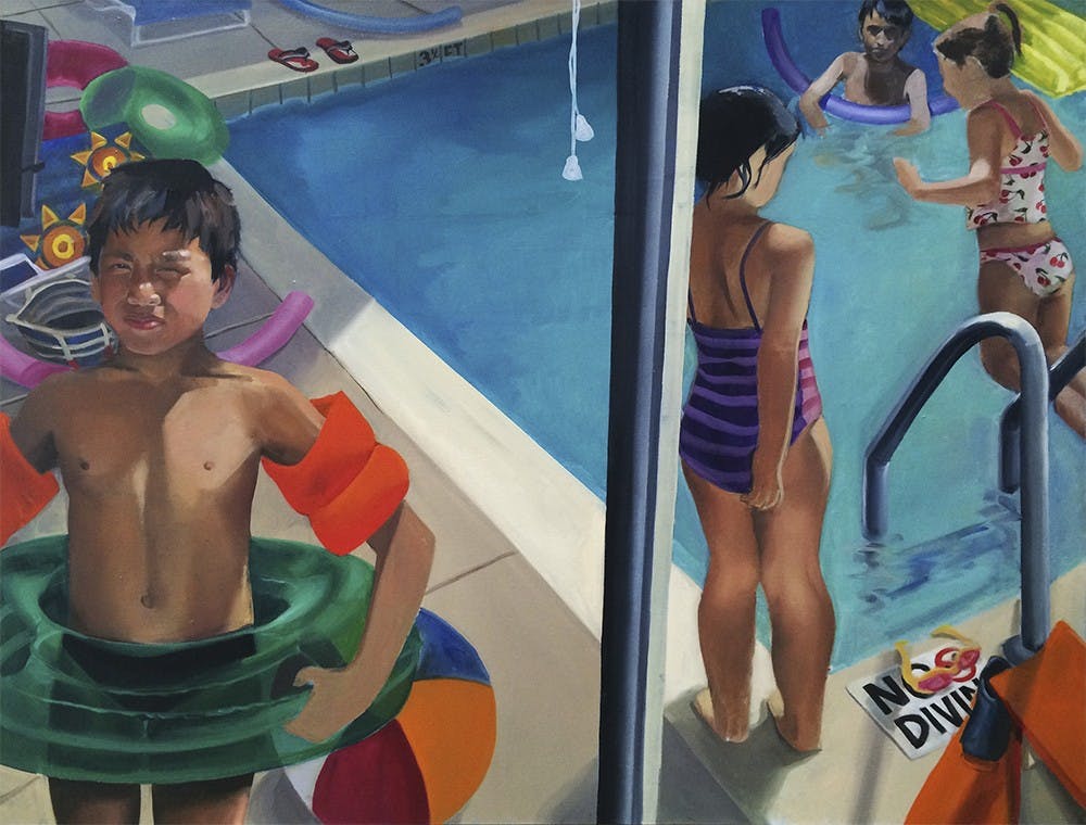 Above is a painting by Gretchen Chua titled "Pool Party," painted for her B.F.A. Thesis Exhibition last December.