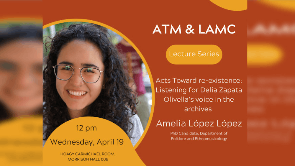 The flyer for Amelia López López&#x27;s lecture on Afro-Colombian scholar Delia Zapata Olivella is pictured. IU&#x27;s Archives of Traditional Music and Latin American Music Center will host the event at noon on April 19 in Morrison Hall.