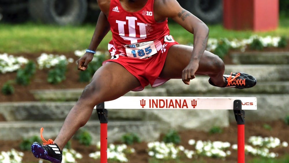 Sophomore William Session competes in the 400-meter hurdles during the Big Ten Outdoor Track and Field Championships Friday at IU's Robert C. Haugh Track and Field Complex. Session finished 16th overall in the first round of 110-meter hurdles at the NCAA Championships on Wednesday in Eugene, Oregon.