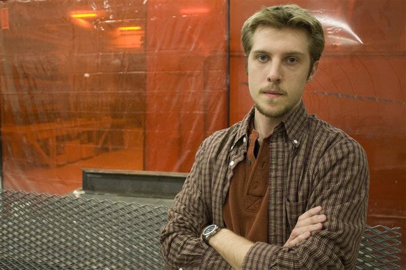 Set Designer Jared Rutherford in his shop where he makes the props amongst other parts for various plays in the Theater and Drama Department.