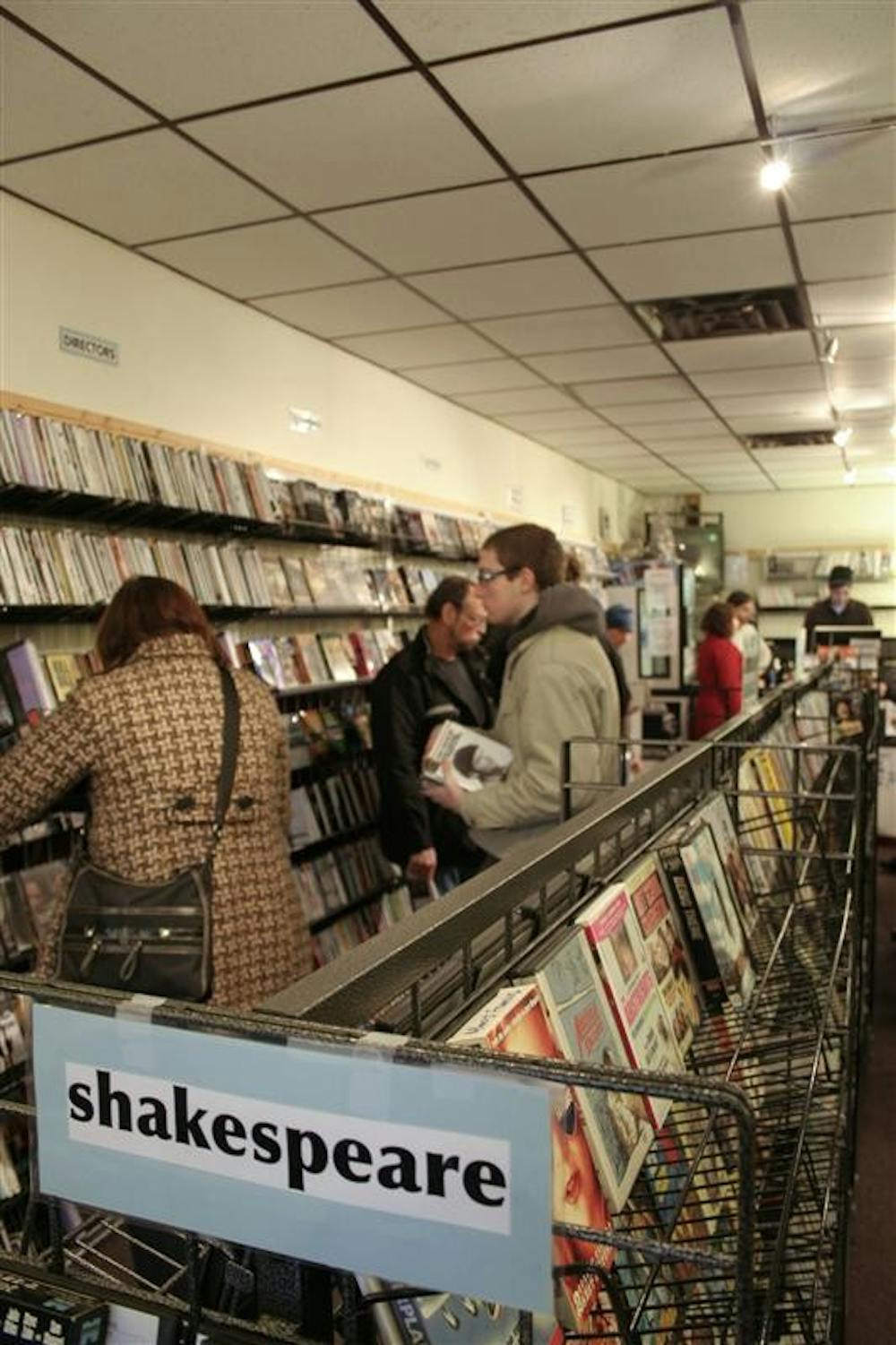 Customers flill the Cinemat, Friday afternoon, buying movie selections at 50 %  off of their retail priceas apart of their closing sale. After six years of operation, the Cinemat video rental store closed its doors as of February 16 because of money reasons related to the increase in Netflix subscriptions and the current economy. The Cinemat will continue to sell the rest of it's 5000 title catalog until the March 31st. 