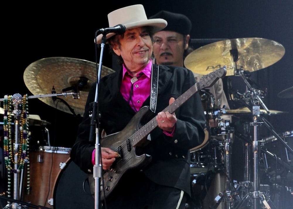 <p>Bob Dylan performs in 2010 in London. Dylan performed Nov. 7 at the <a href="https://www.iuauditorium.com/events/detail/bob-dylan-2021?spMailingID=7380352&amp;spUserID=MjQ5MzQ1MjU4ODA5S0&amp;spJobID=1341511221&amp;spReportId=MTM0MTUxMTIyMQS2" target="">IU Auditorium</a> as part of his “Rough and Rowdy Ways”World Wide Tour.</p>