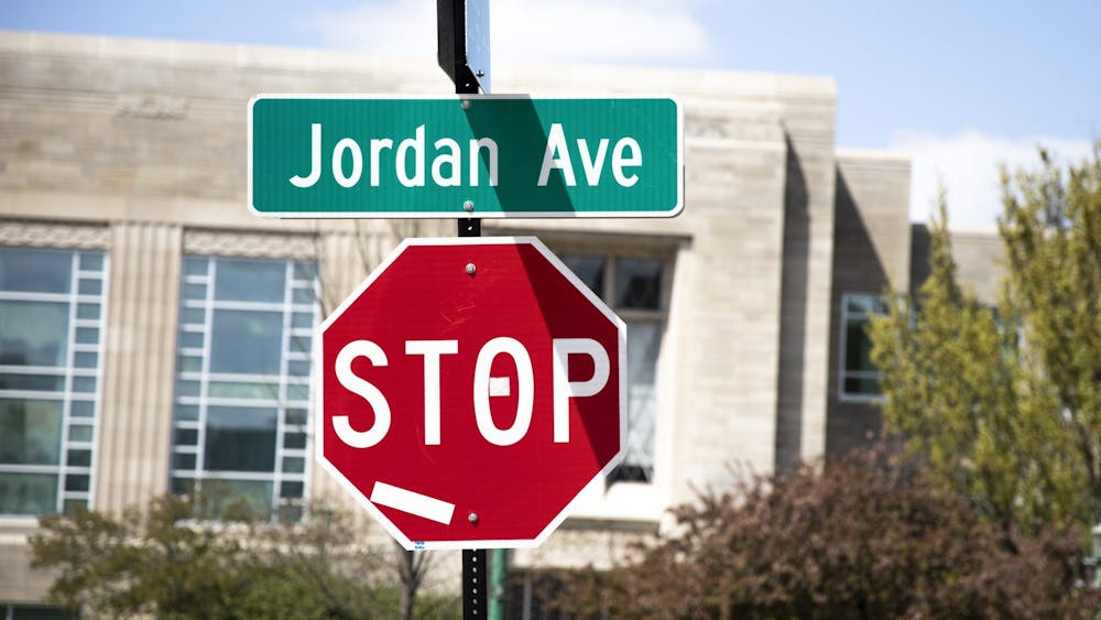 A street sign for Jordan Avenue. The joint task force between the City of Bloomington and IU, convened by Mayor John Hamilton to recommend new names for Jordan Avenue, has completed its report.