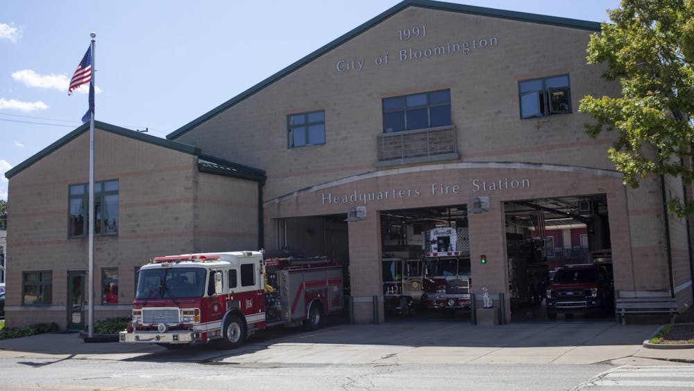 The City of Bloomington Fire Department sits with its doors open Aug. 28, 2019, on East Fourth Street. The Bloomington Fire Department will conduct live fire training Tuesday through Friday beginning Nov 2, 2021, at a donated house located at 1213 High St.