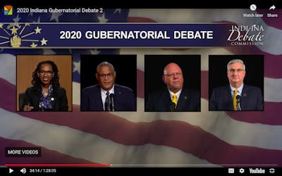 A screen grab from the Indiana Gubernatorial debate Tuesday night 