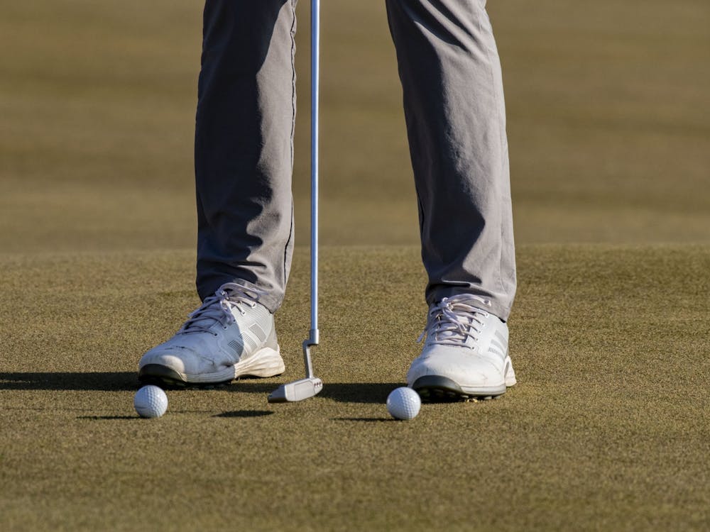 A golf ball is putted on the green during the Hoosier Collegiate Invitational on April 4, 2021, at the Pfau Course. Junior Eric Berggren led four Indiana golfers at the Butler Invitational between Monday and Tuesday with a 15th-place finish.