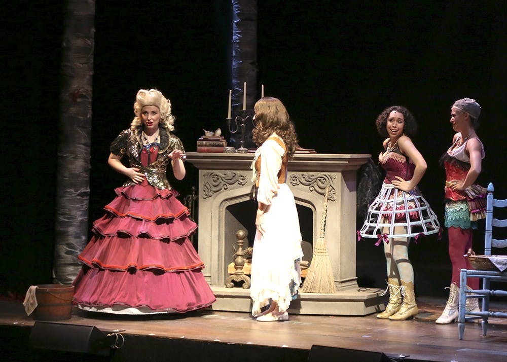 Members of the 'Into the Woods' cast perform during a dress rehearsal on April 13. 
