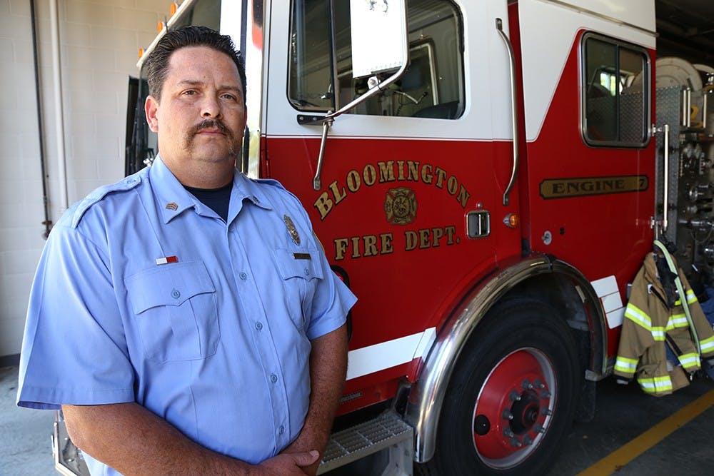 Bloomington fire fighter Bob Loviscek brought a beam from the World Trade Center to Bloomington in 2011.