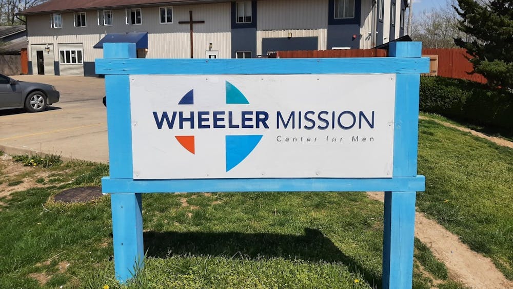 The sign of the Wheeler Mission Center for men is pictured at 215 S Westplex Ave in Bloomington. The Wheeler Mission provides housing to men experiencing homelessness. 