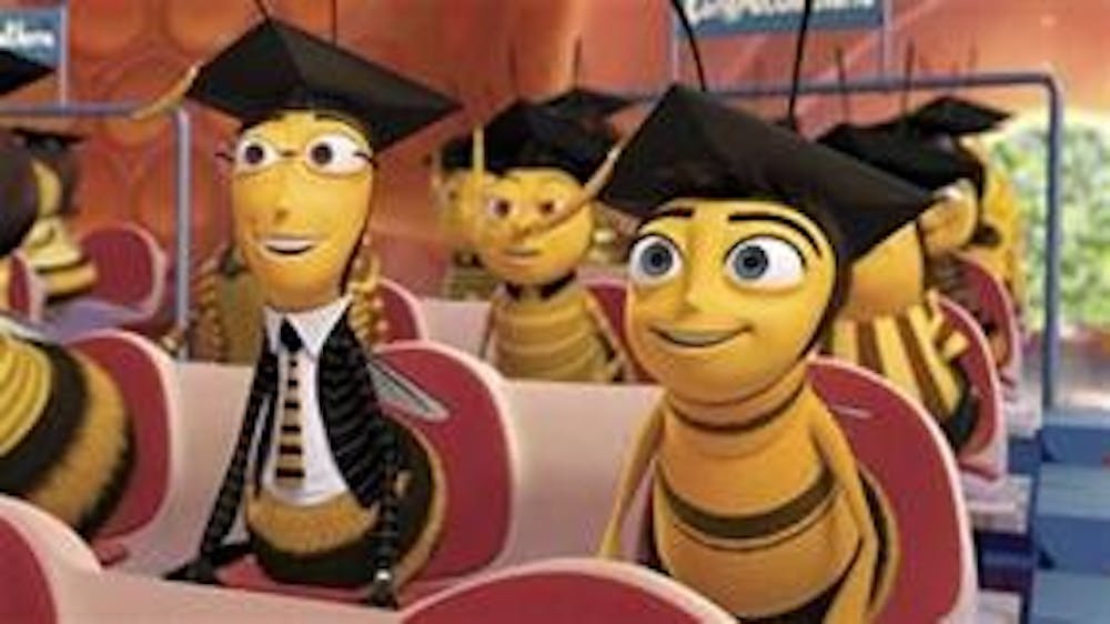 Barry B. Benson, right, is voiced by Jerry Seinfelf and Adam Flayman, left is voiced by Matthew Broderick.