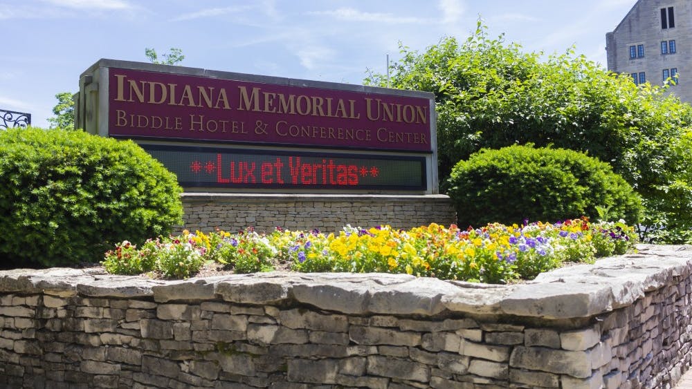 The Indiana Memorial Union sign displays the University’s official motto “Lux et Veritas." The IMU is located at 900 E. Seventh St. and the IU Parents Association is located inside it.&nbsp;