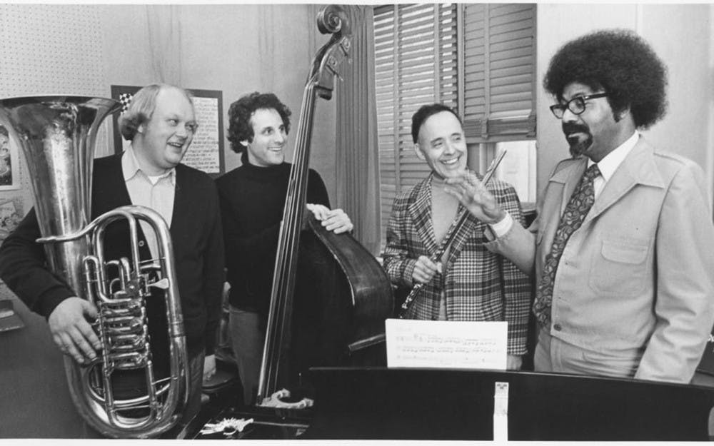 An IU News Bureau release dated March 5, 1980, accompanies this image. It reads, in part: "....they prepare for a concert featuring the bass at 8:30 p.m.Monday, March 10, in the Indiana University Bloomington Recital Hall..."