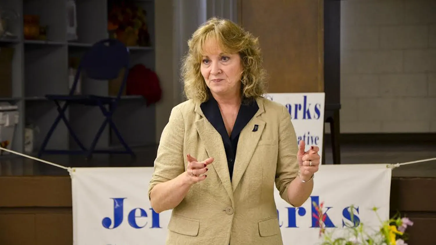 Indiana Superintendent of Public Instruction Glenda Ritz speaks Monday at the Monroe County Fairgrounds.