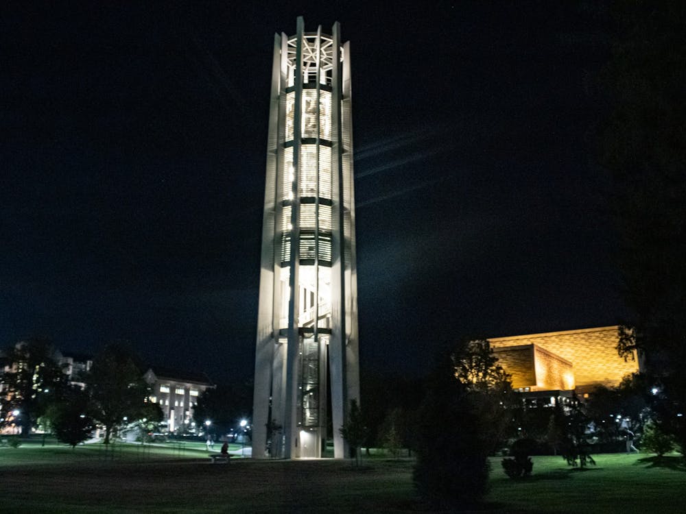 The Metz Carillon stands at the center of the Jesse H. and Beulah Chanley Cox Arboretum on Oct. 12, 2021. It is important to be aware of your surroundings and safety resources to help avoid potentially dangerous situations.