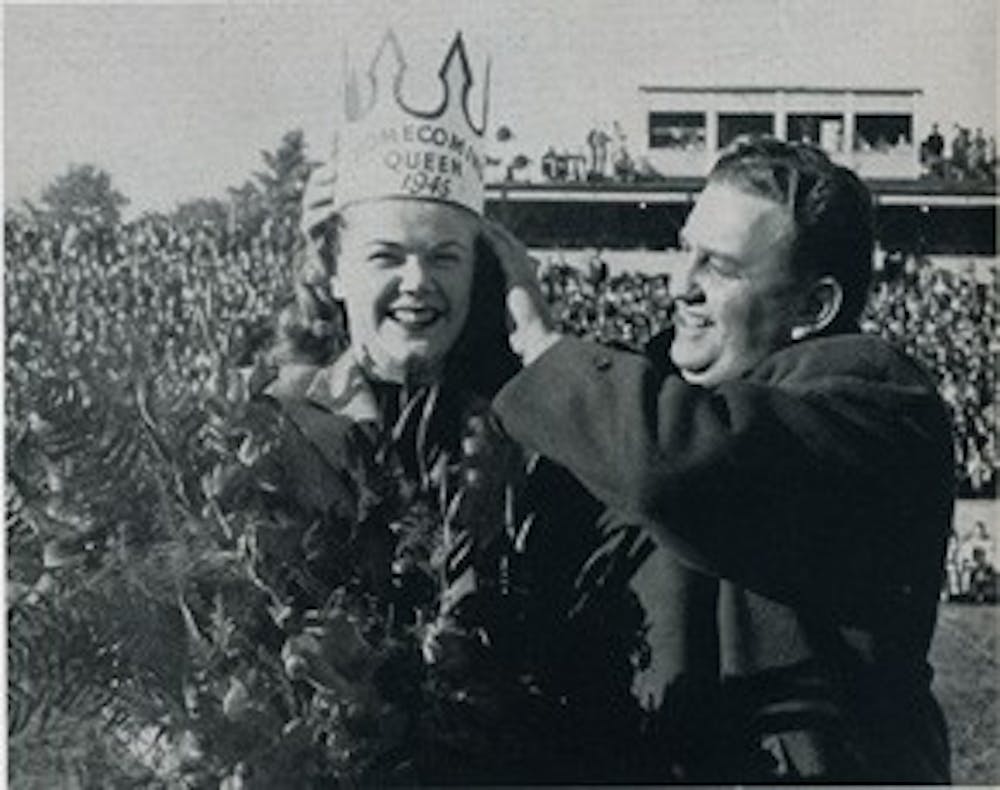 Jean McKinney is crowned Homecoming Queen in 1945.  