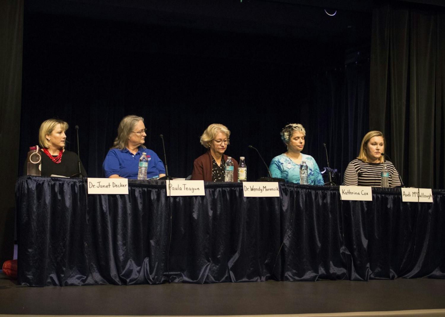 Mother Audi McCullough shares her story about her son, who has a disability, at a panel discussion on Thursday evening at the Monroe County Public Library. Panelists came together to discuss special education in the current public school system.&nbsp;