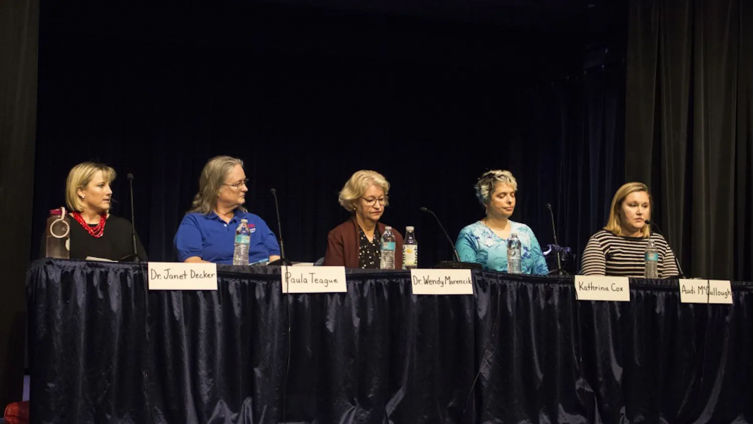 Mother Audi McCullough shares her story about her son, who has a disability, at a panel discussion on Thursday evening at the Monroe County Public Library. Panelists came together to discuss special education in the current public school system. 
