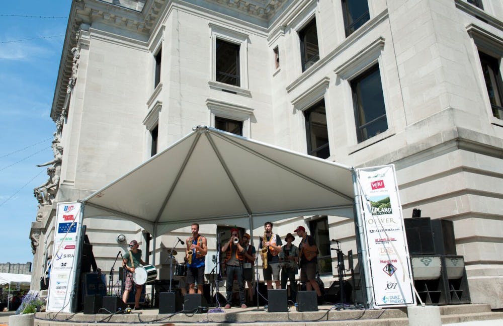 The Jefferson Street Parade Band perform at the fourth annual B'Town Jazz Festival on August 23, 2015. The band opened the 2015 festival by marching from the B-Line Trail to Courthouse Square, which they will do again at this year's festival on Saturday, August 20.