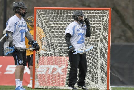 hopkinssports.com
Sophomore goalie Brock Turnbaugh starnds guard at goal.