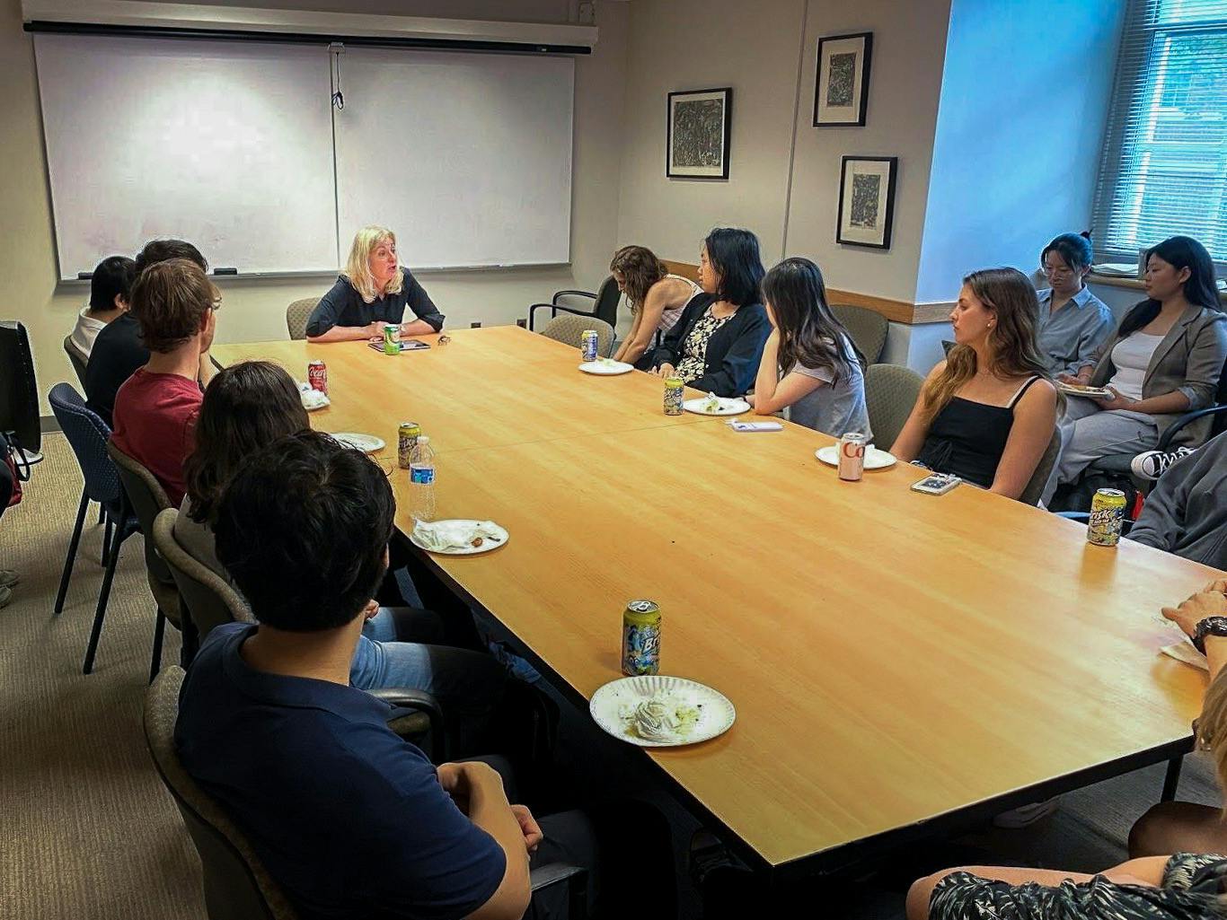 COURTESY OF NICK DAUM
Jennifer Luff speaks with students on her work in labor and union history, especially that into the less-researched conservative and non-skilled labor movements.