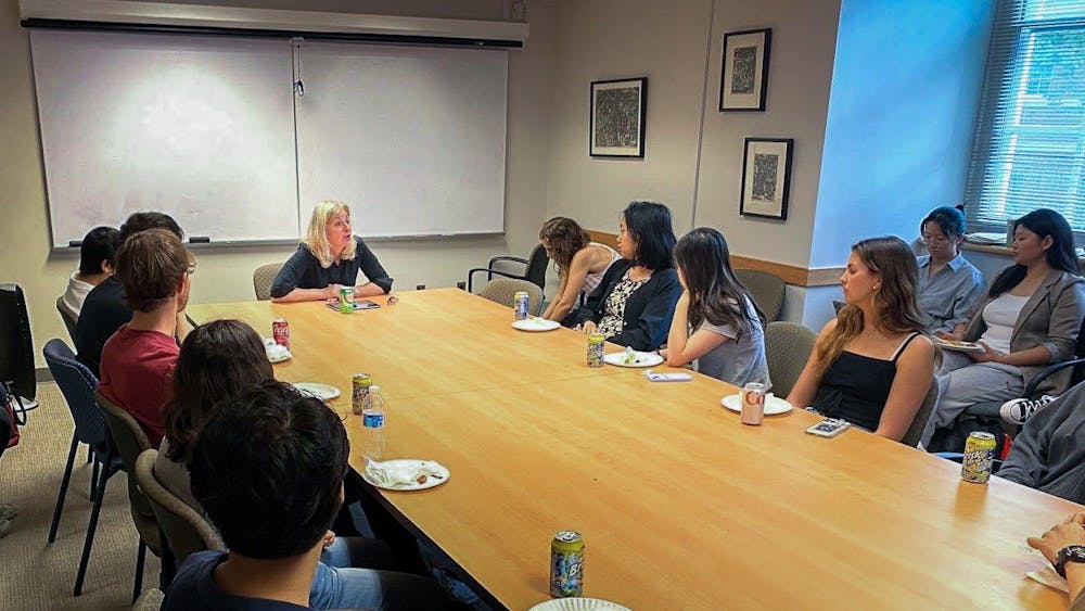 COURTESY OF NICK DAUM
Jennifer Luff speaks with students on her work in labor and union history, especially that into the less-researched conservative and non-skilled labor movements.