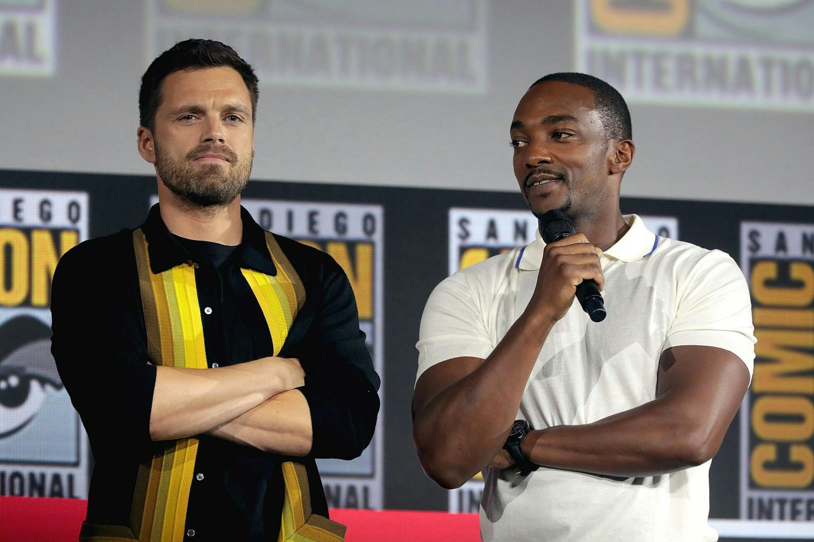 GAGE SKIDMORE/CC BY-SA 2.0
Actors Anthony Mackie and Sebastian Stan play the roles of Falcon and the Winter Soldier, respectively.&nbsp;